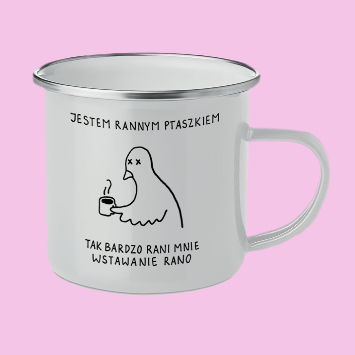 Kubek emaliowany “Ranny ptaszek”