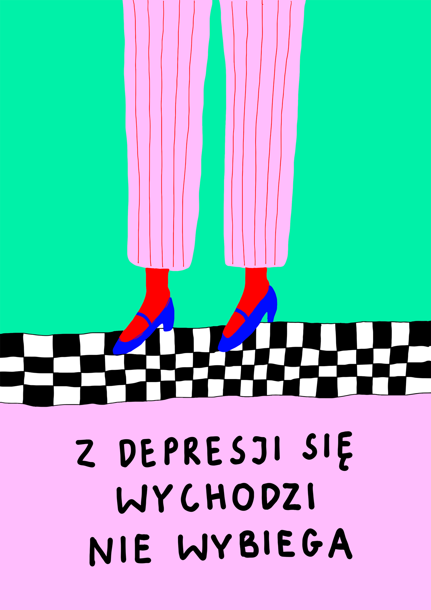 Plakat kolorowy "Wychodź, nie biegaj" A4