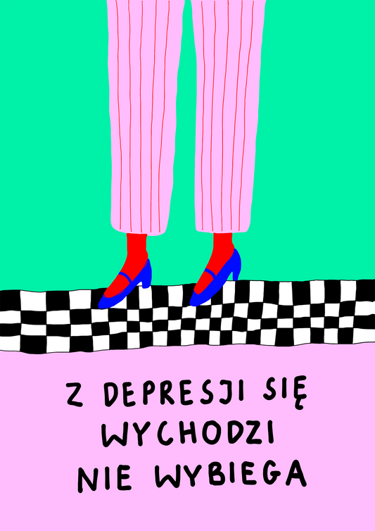 Plakat kolorowy "Wychodź, nie biegaj" A3